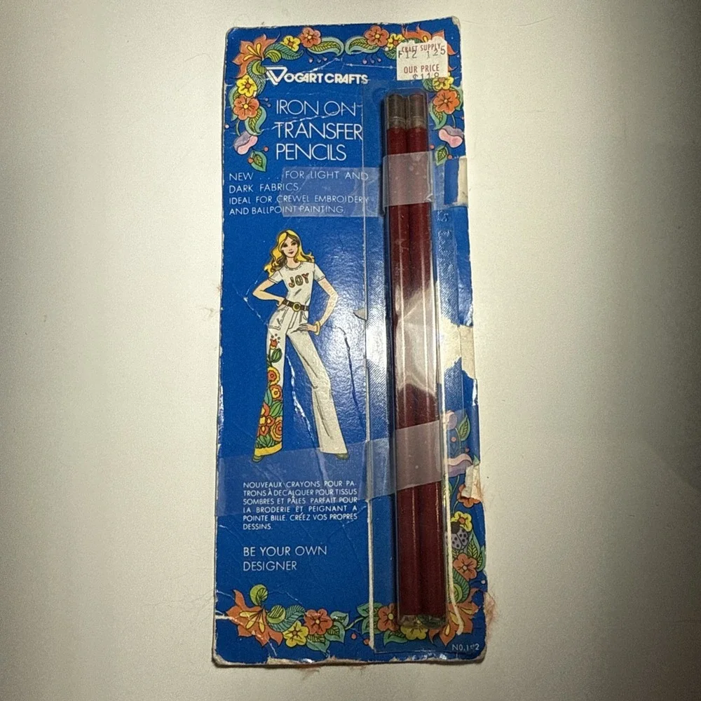 Vintage ca.1970's VOGART CRAFTS Iron-On Transfer Pencils Red NOS Two Pencils NIP